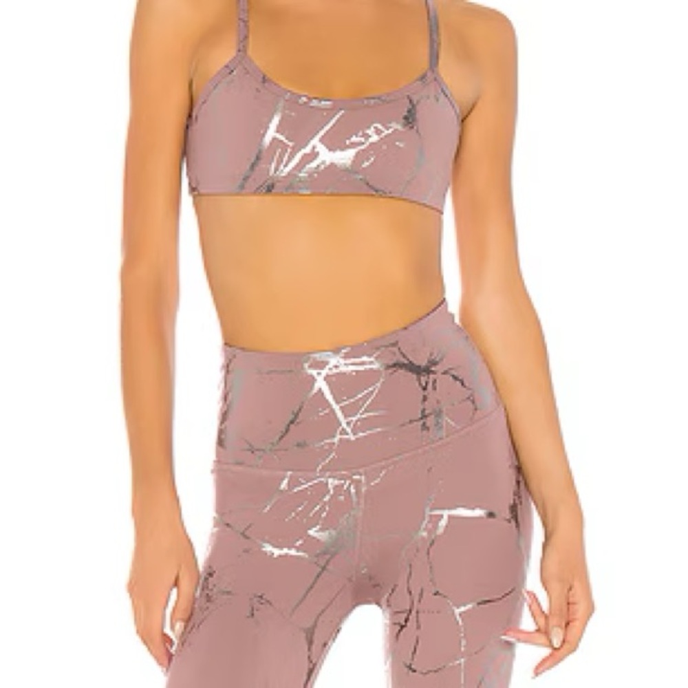 Beyond Yoga Marble Foil Matching Set Size L Leggings & Bra